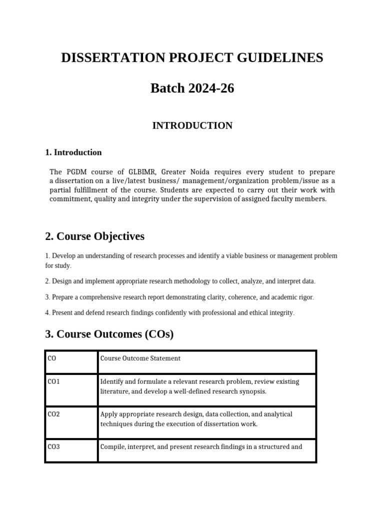 DISSERTATION GUIDELINES | PDF | Thesis | Methodology