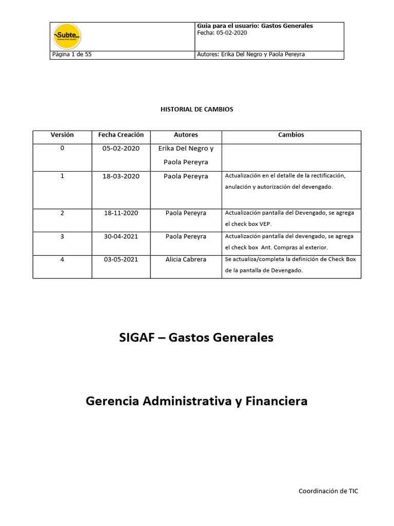Instructivo Gastos Generales en SIGAF | PDF