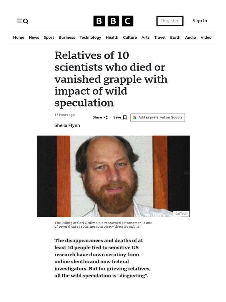 Relatives of 10 Scientists Who Died or Vanished Grapple With Impact of ...
