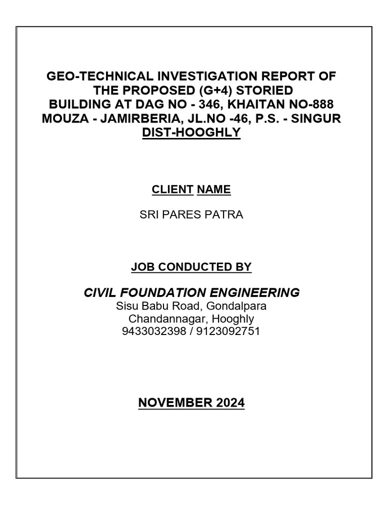 Jamirberia Soil Report | PDF | Earth Sciences | Geotechnical Engineering