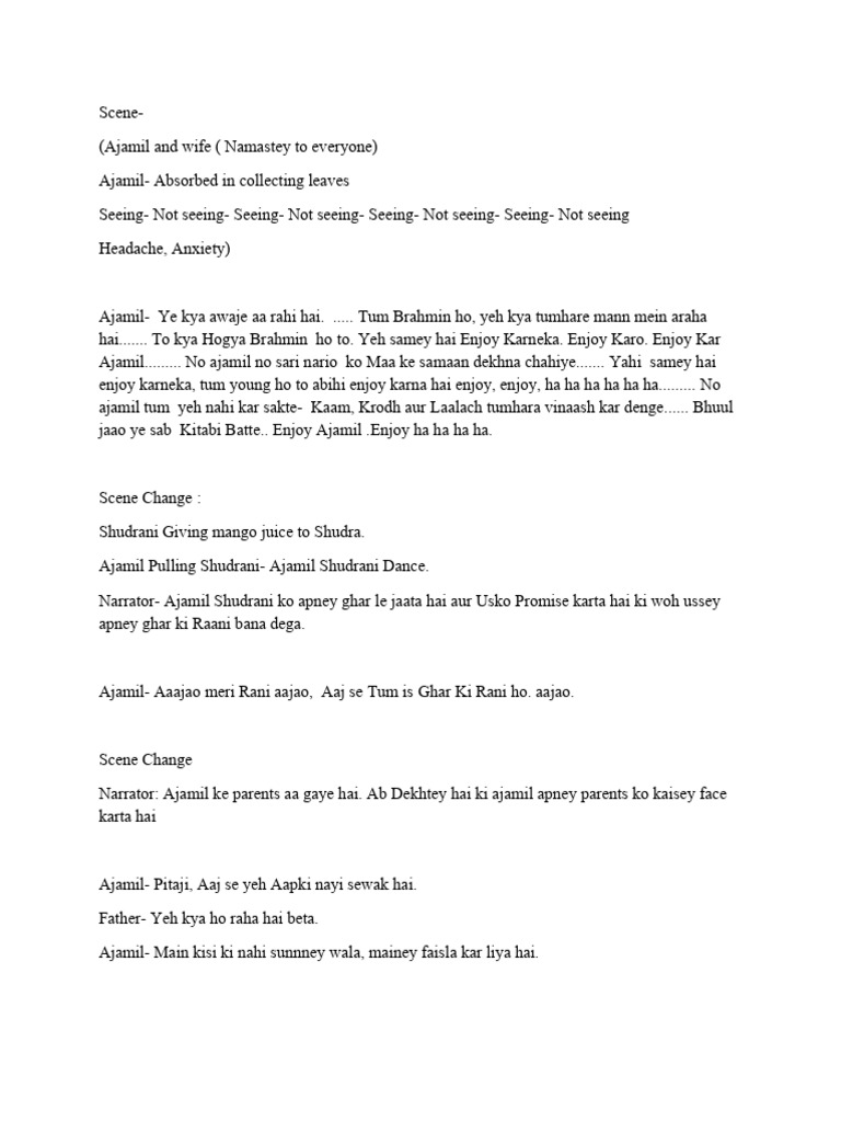 Ajamil Play- Young Ajamil, Wife, 3rd Person Dialogues | PDF