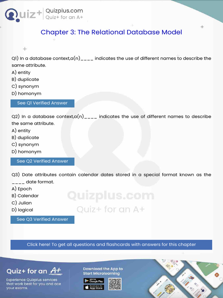 In a Database Contextan Indicates the Use of Different Names to ...