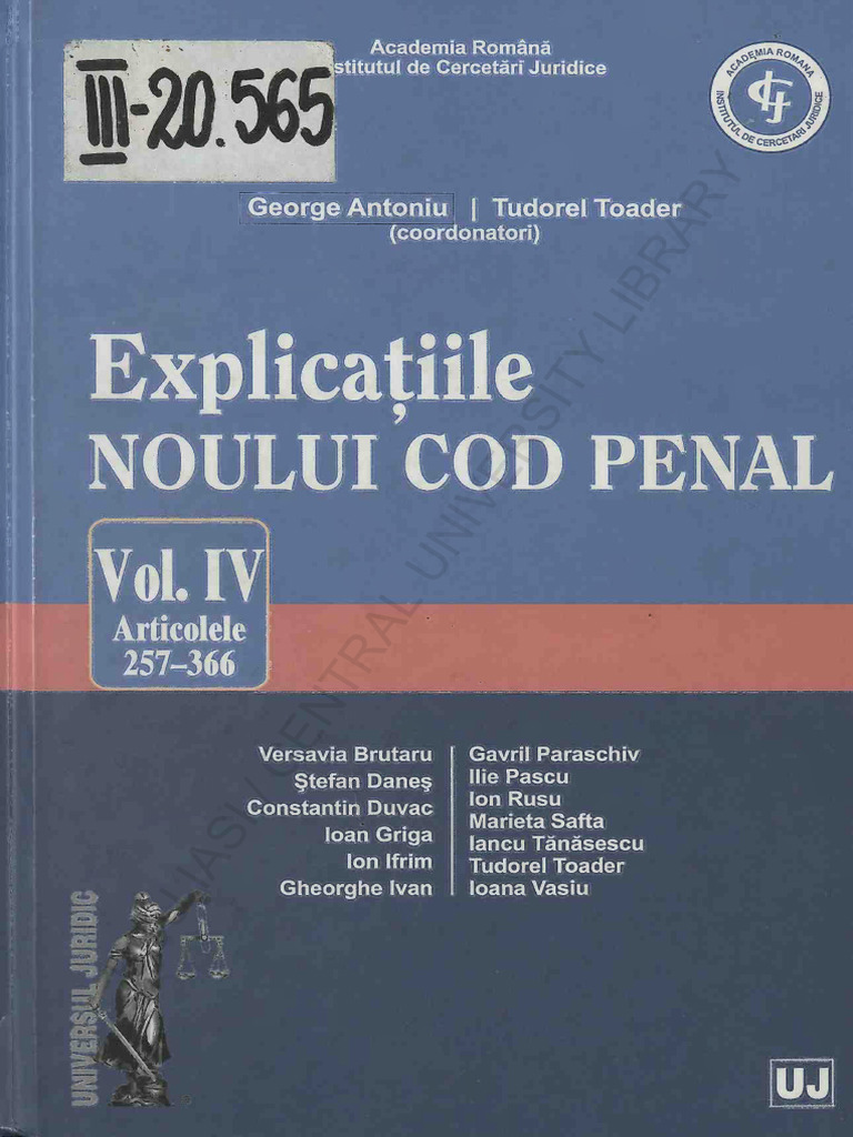Antoniu, George - Explicatiile Noului Cod Penal (Vol.4) | PDF