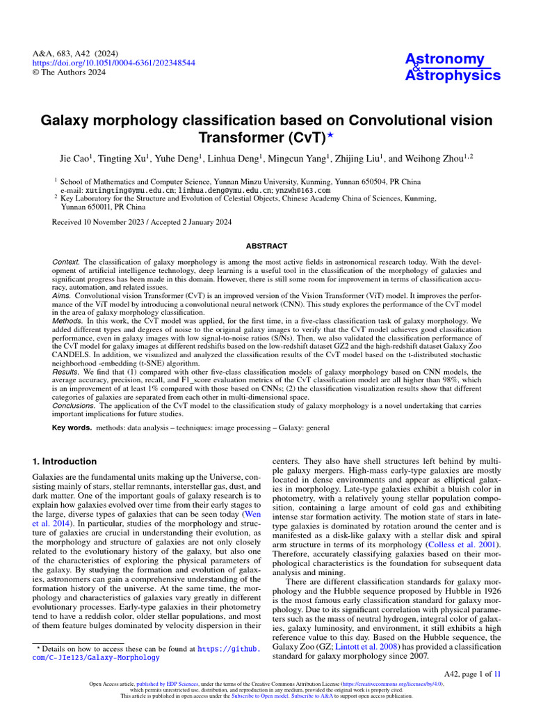 Galaxy Morphology Classification Using CVT | PDF | Galaxy | Astronomy