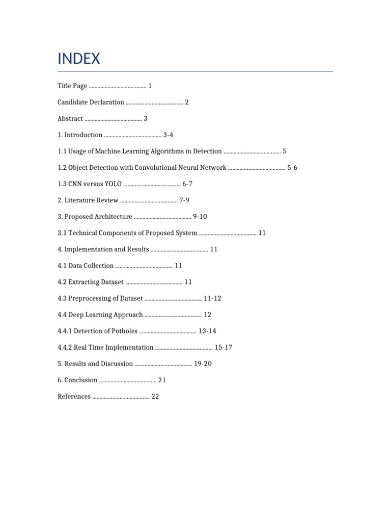 Pothole Project Index | PDF