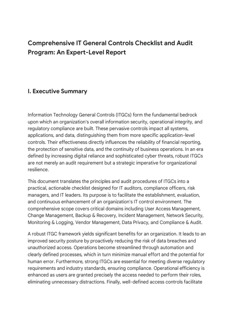 ITGC Checklist and Background | PDF | Computer Security | Security
