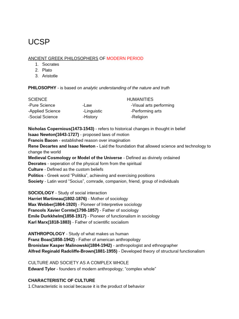 UCSP Reviewer | PDF | Science | Sociology