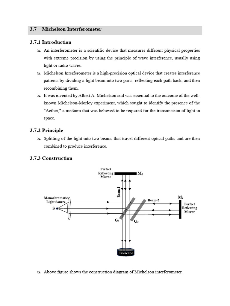 Unit-3_Optics_Michelson Interferometer | PDF | Interferometry ...