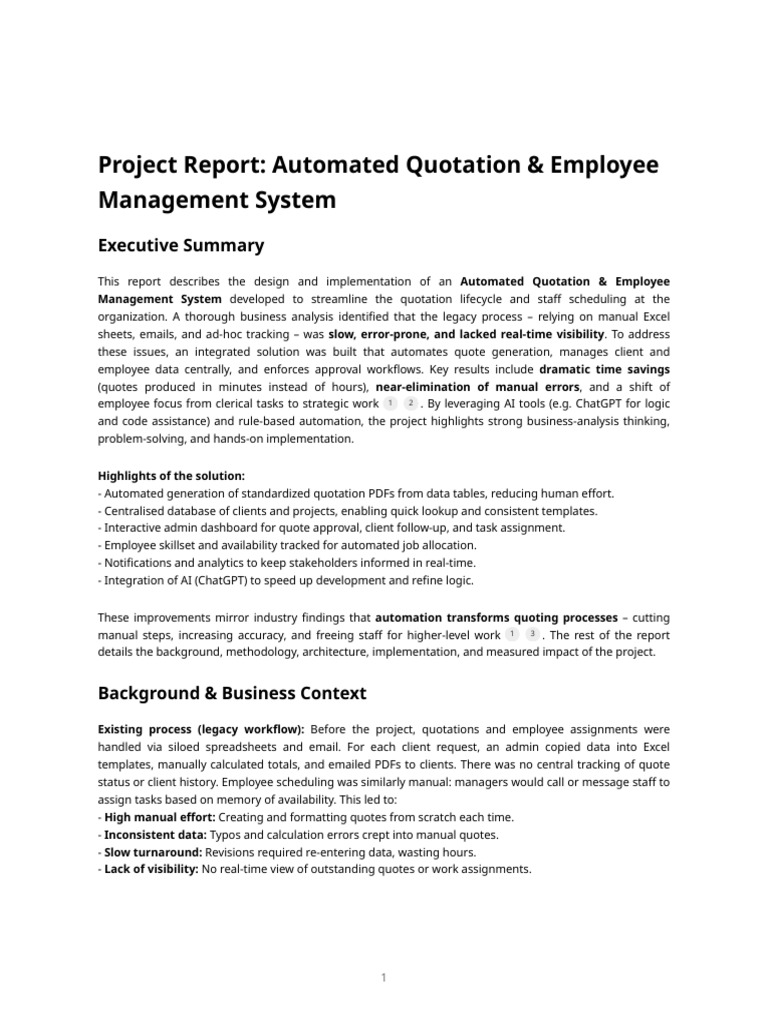 Project Report_ Automated Quotation & Employee Management System (1 ...