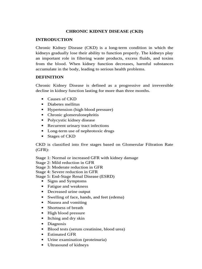 Chronic Kidney Disease | PDF | Chronic Kidney Disease | Kidney