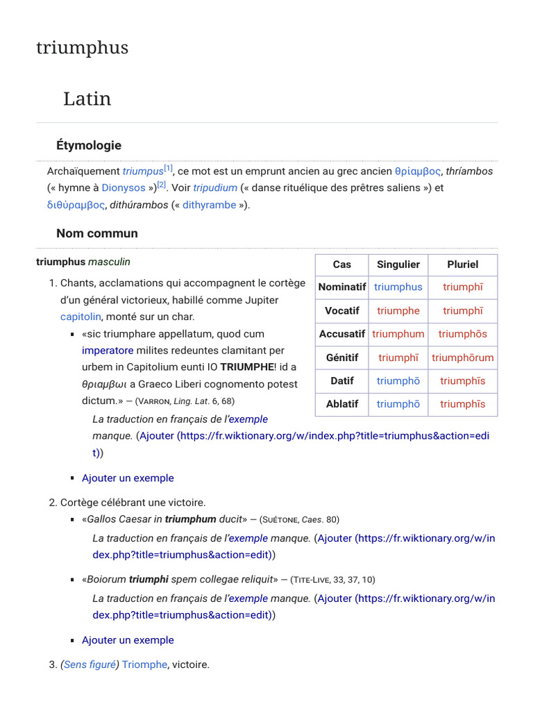 Triumphus - Wiktionnaire, Le Dictionnaire Libre | PDF | Langues ...