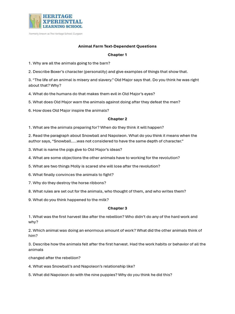 Animal Farm Question Bank (1) | PDF
