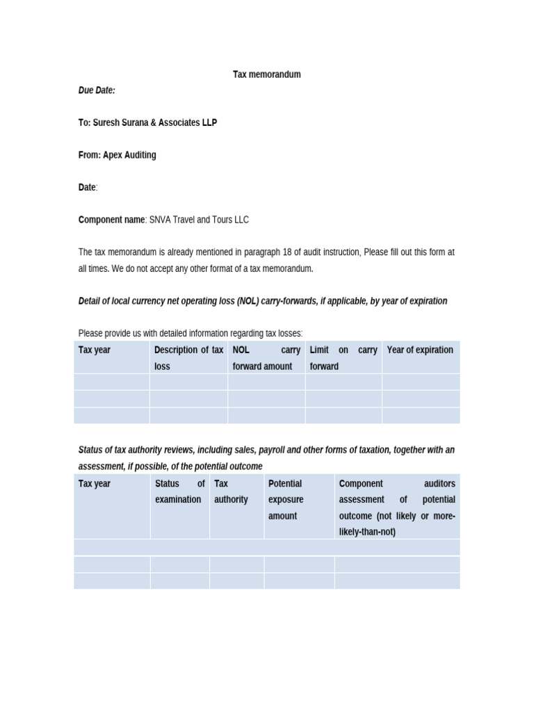 Appendix - I Tax Memorandum | PDF | Taxes | Audit