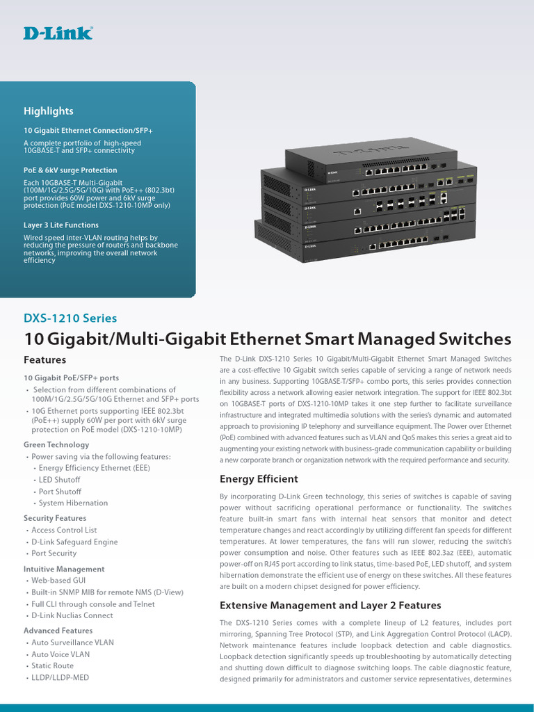DLINK DXS1210 Series B1 Datasheet | PDF | Computer Network | I Pv6