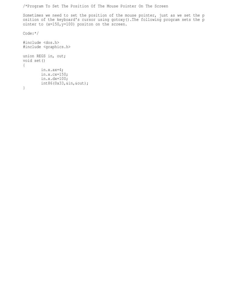 Set Position of Mouse Pointer | PDF