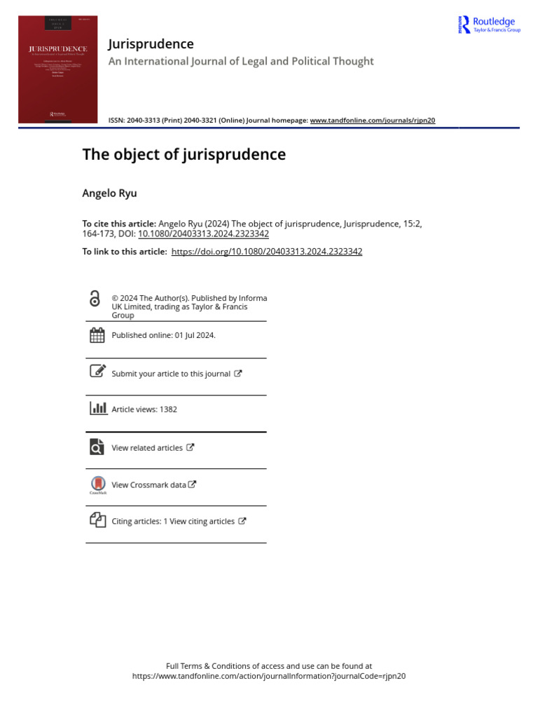Angelo Ryu- The Object of Jurisprudence | PDF | Jurisprudence | Positivism