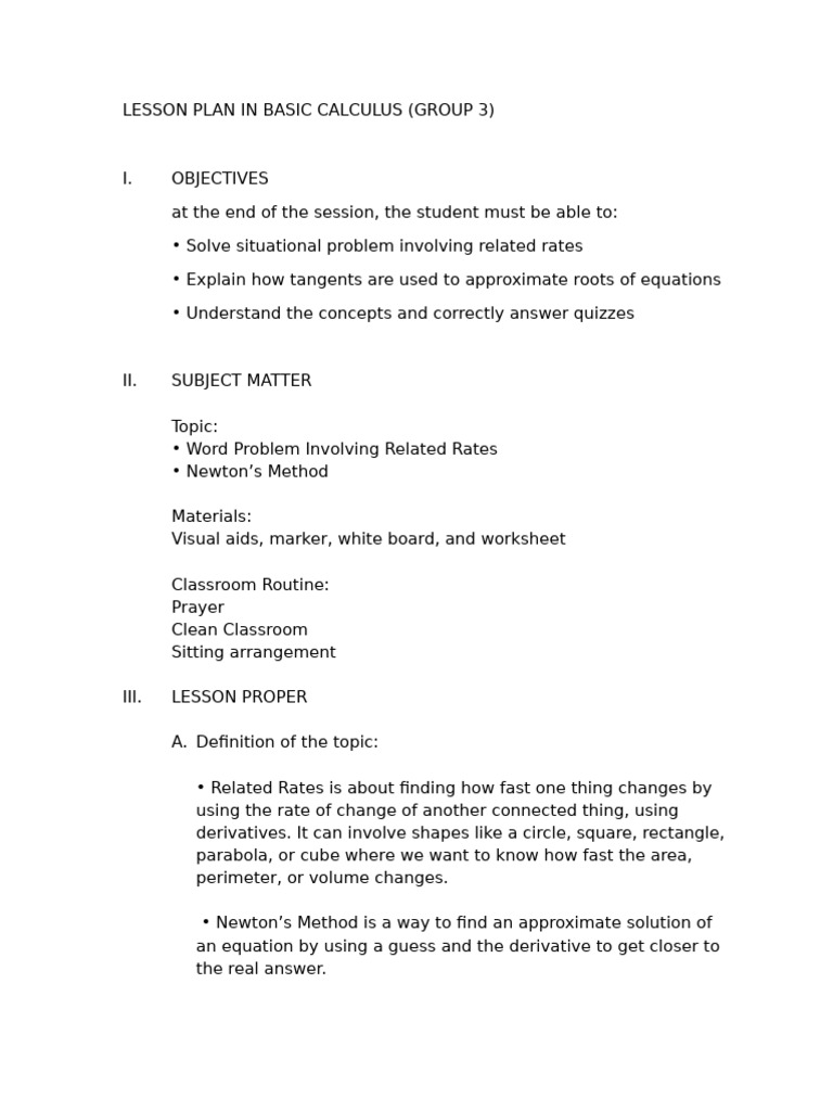 Lesson Plan Bascal (Group 3) | PDF | Area | Circle