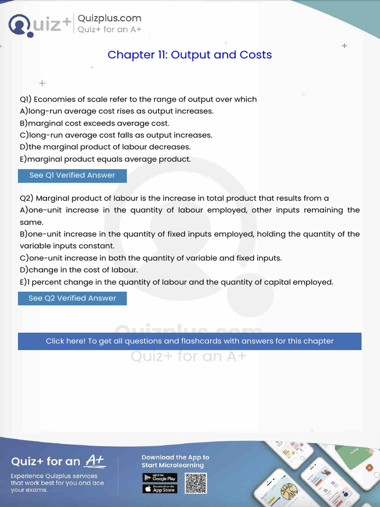 Economies of Scale Refer to the Range of Output Over Which | PDF ...