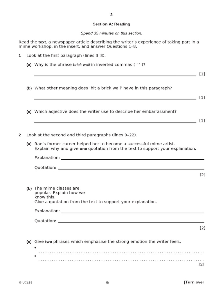 English 2025 Question Paper 1 | PDF | Punctuation | Quotation Mark