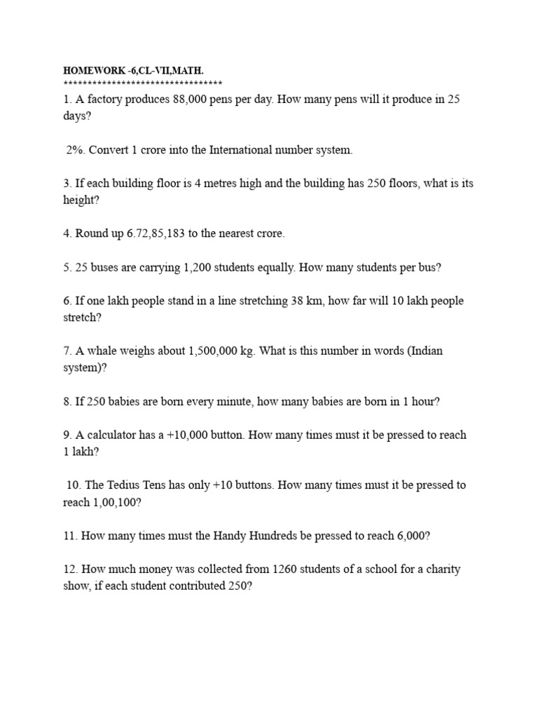 Homework 6,Cl Vii,Math. | PDF