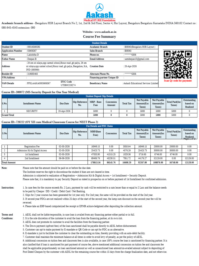 Course Summary | PDF | Payments | Fee