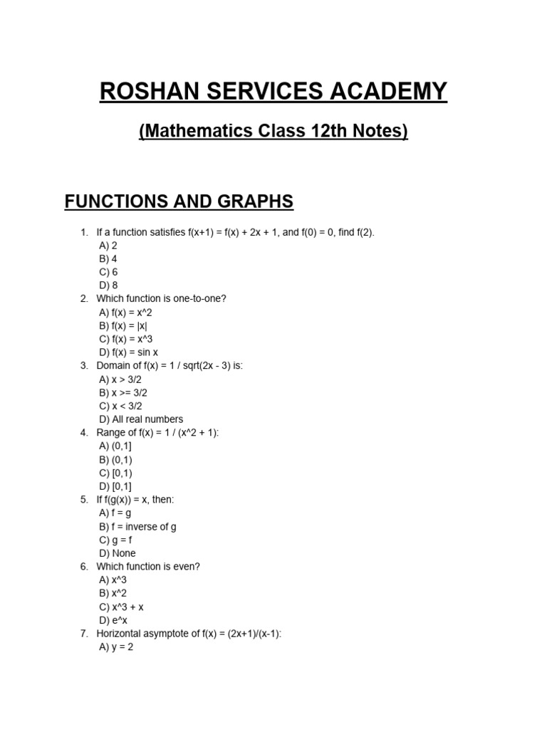 Mathematics Class 12th Notes | PDF | Derivative | Ellipse