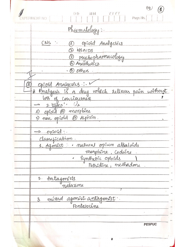 Pharmacology Handwritten Notes | PDF