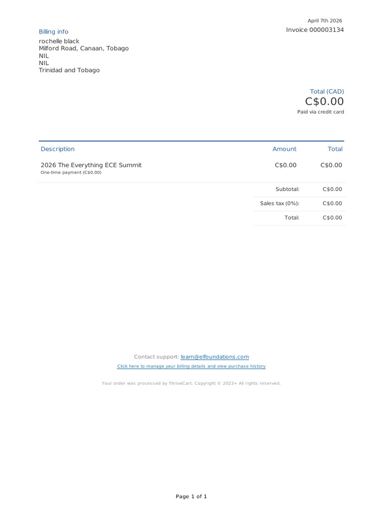 Early Learning Foundations_ Invoice 000003134 | PDF
