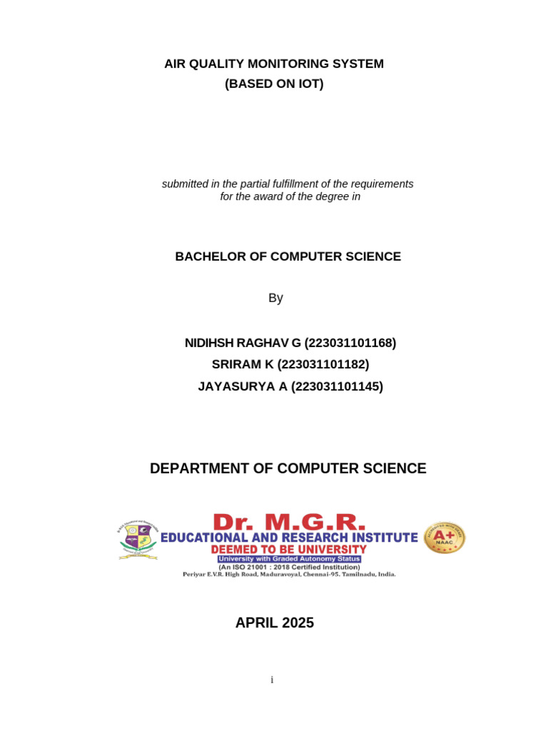 Project Report Format - UG | PDF | Arduino | Internet Of Things