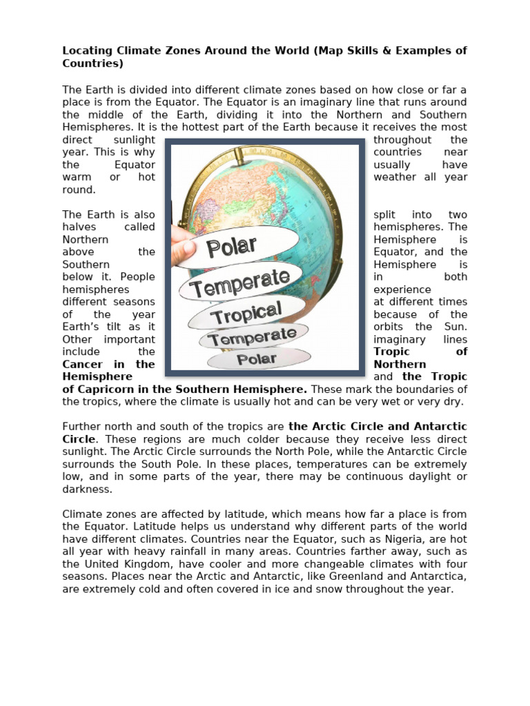 Locating Climate Zones Around the World | PDF | Tropics | Equator