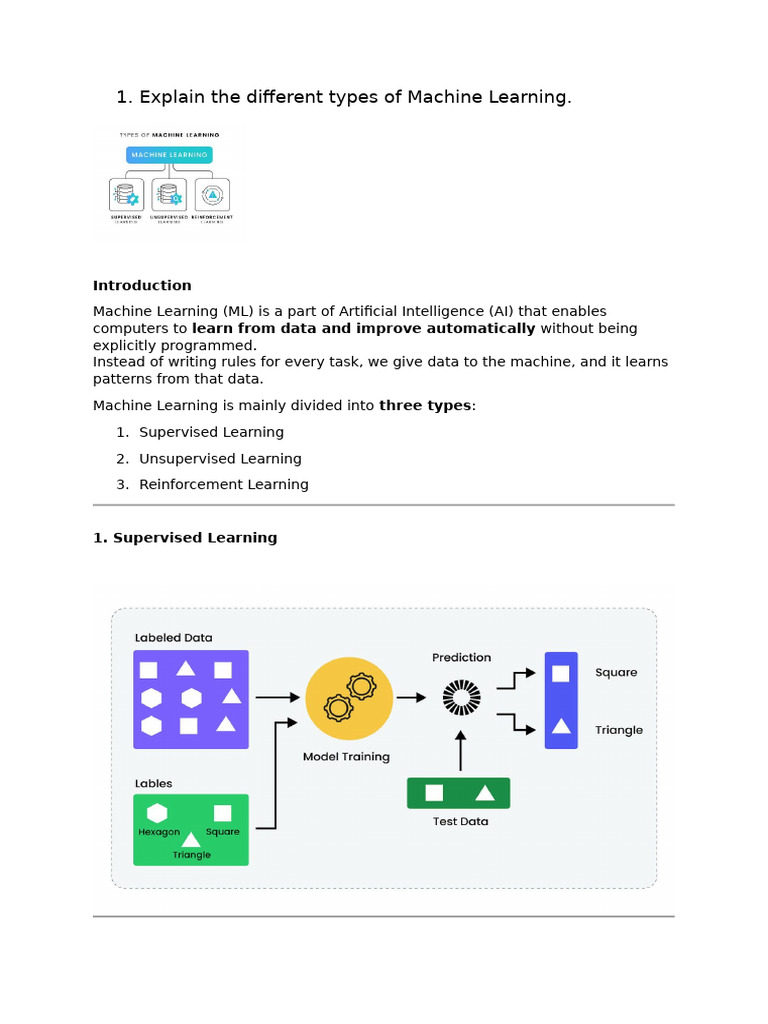 Explain the Different Types of Machine Learning | PDF | Machine ...