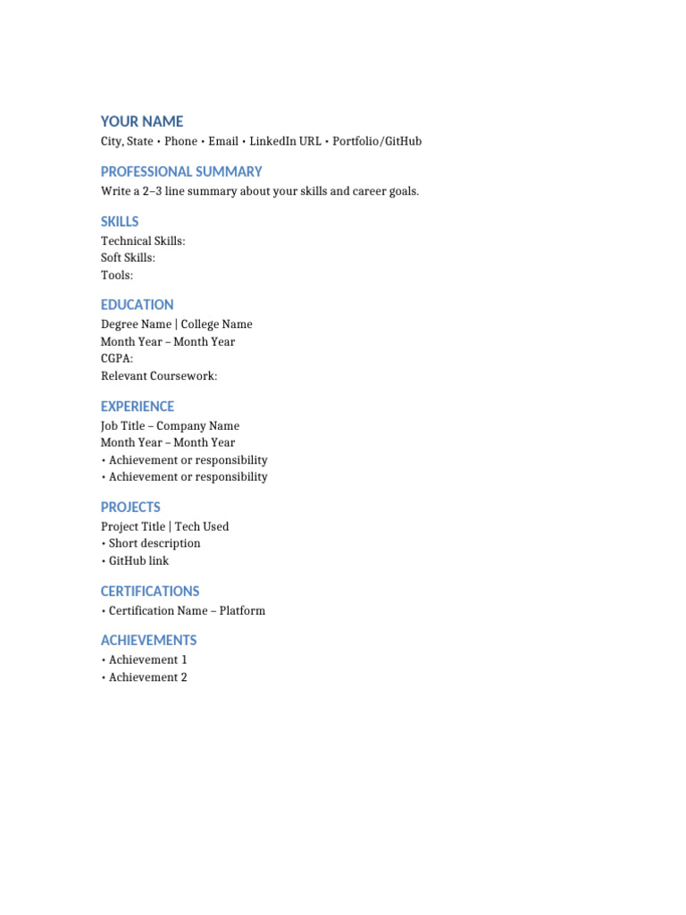 ATS Template Simple | PDF