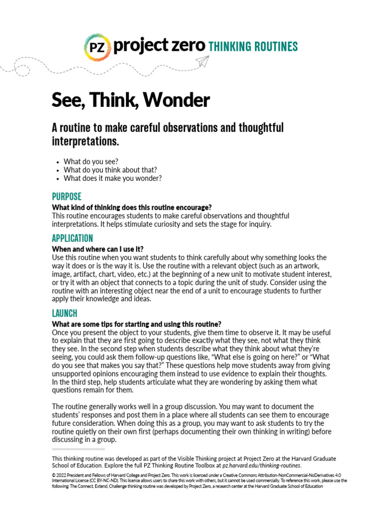 See think wonder - rationale | PDF | Thought | Cognition