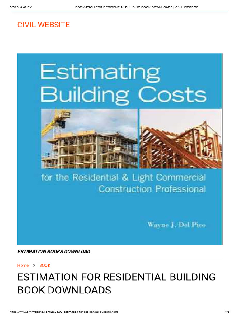 Estimation for Residential Building Book Downloads _ Civil Website ...