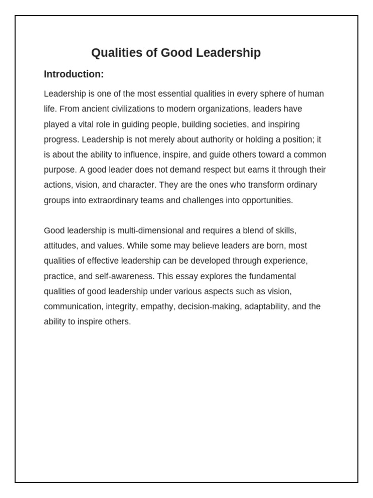 Qualities of Good Leadership | PDF | Leadership | Psychological Resilience