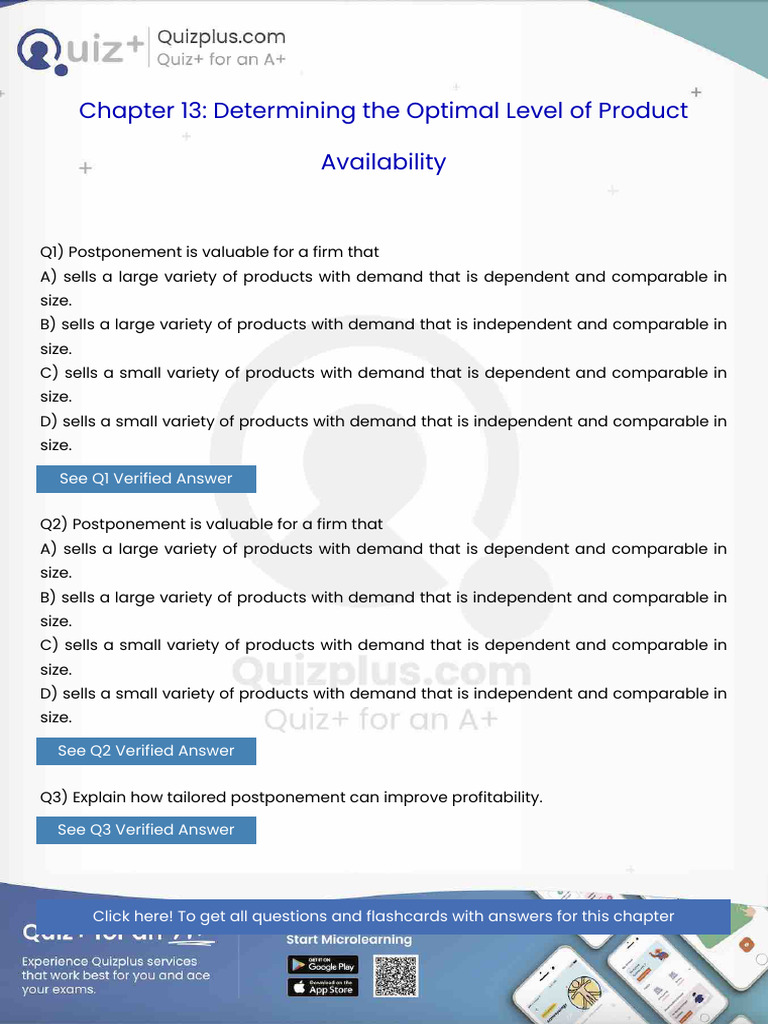 Postponement Is Valuable For A Firm That | PDF | Supply Chain | Forecasting