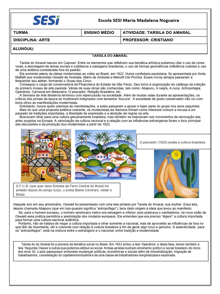 Tarsila Do Amaral - 3º Ano | PDF