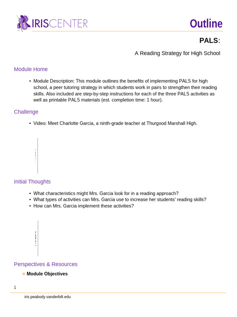 Outline Pals High School | PDF | Reading Comprehension | Cognitive Science