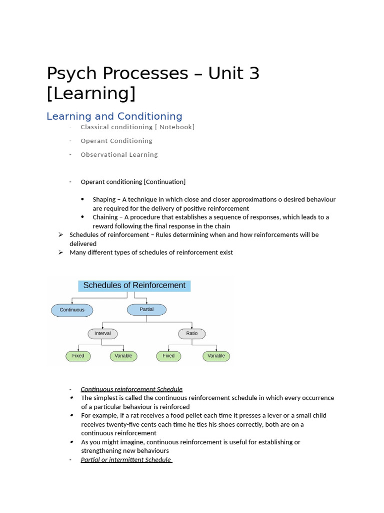 Psych Processes Unit 3 (AutoRecovered) | PDF | Emotions | Reinforcement