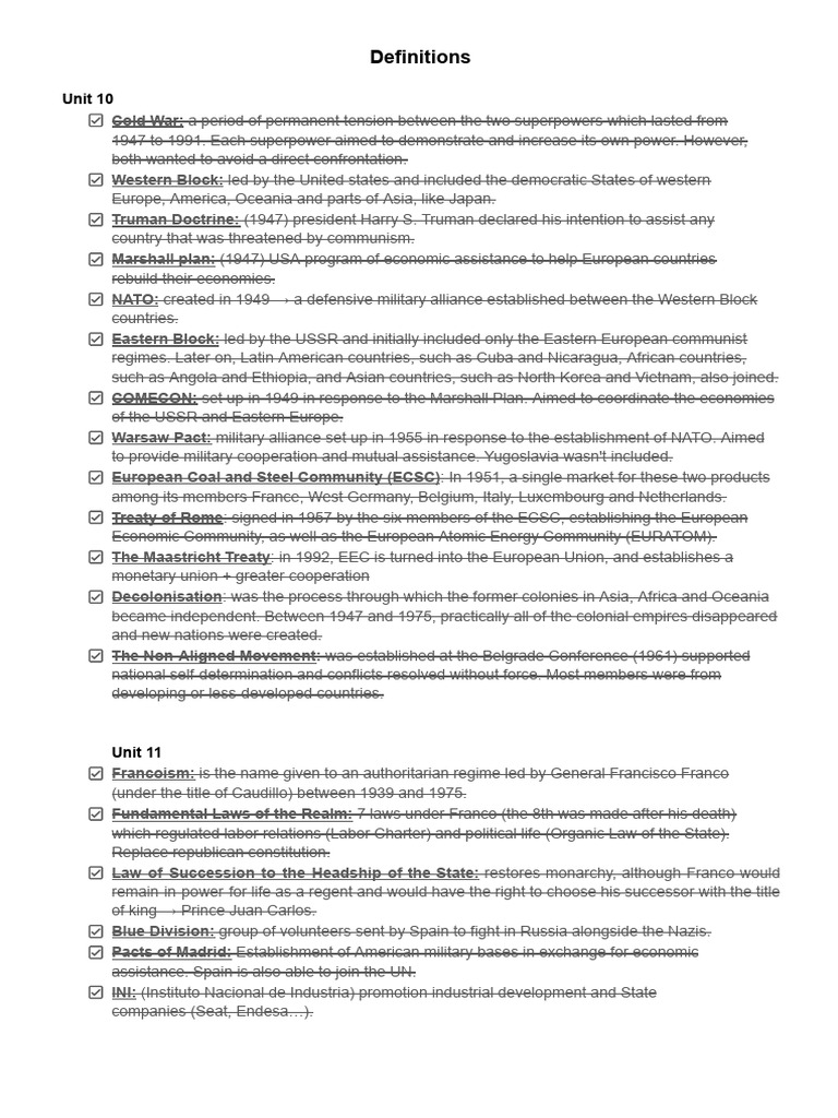 Definitions, Activities and Art Units 10-11 | PDF | European Union ...