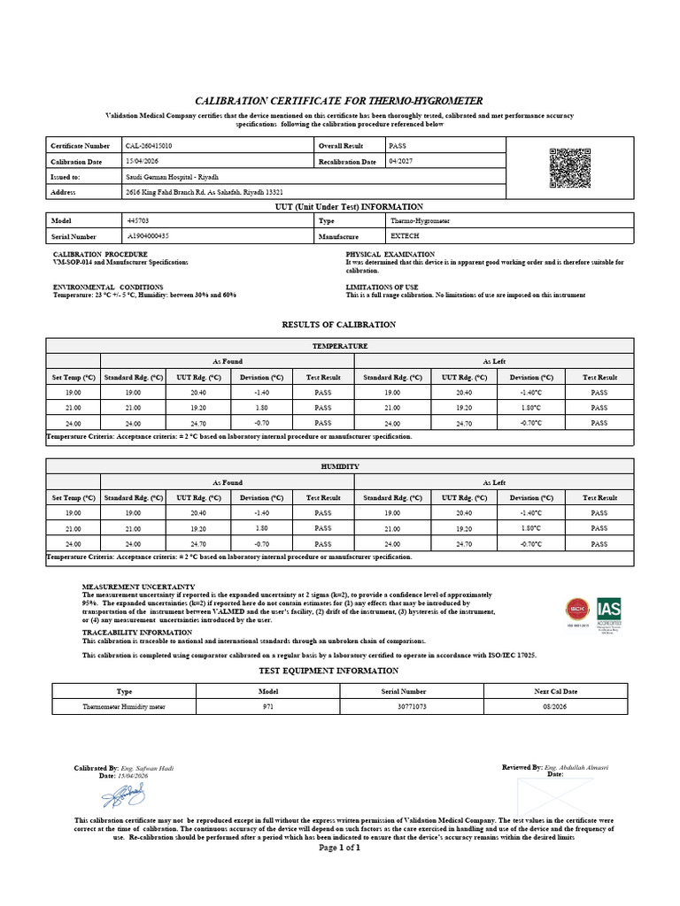 Calibration Master Worksheet (1) | PDF | Calibration