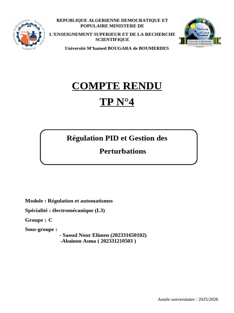 TP 4 Regulation | PDF | Théorie du contrôle | Mathématiques appliqués