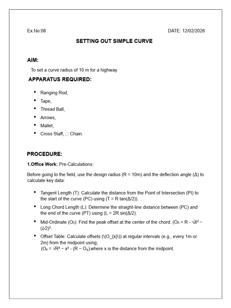 Setting Out Curves-final | PDF | Tangent | Euclidean Geometry