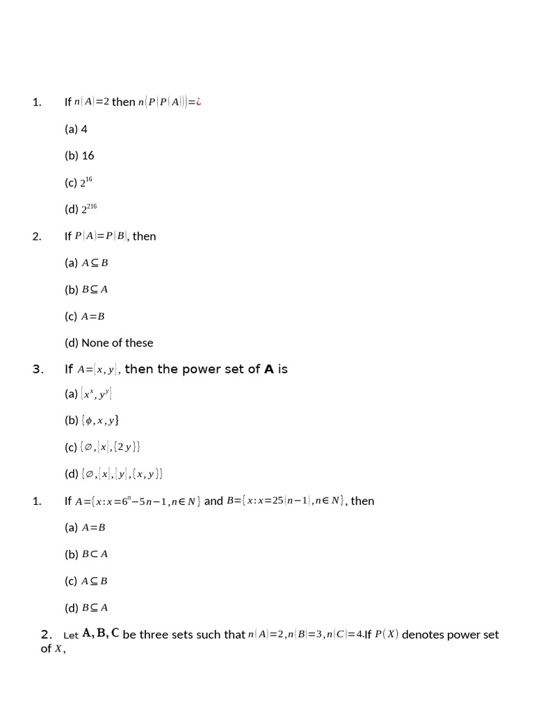 Maths DPP 2 Sets | PDF