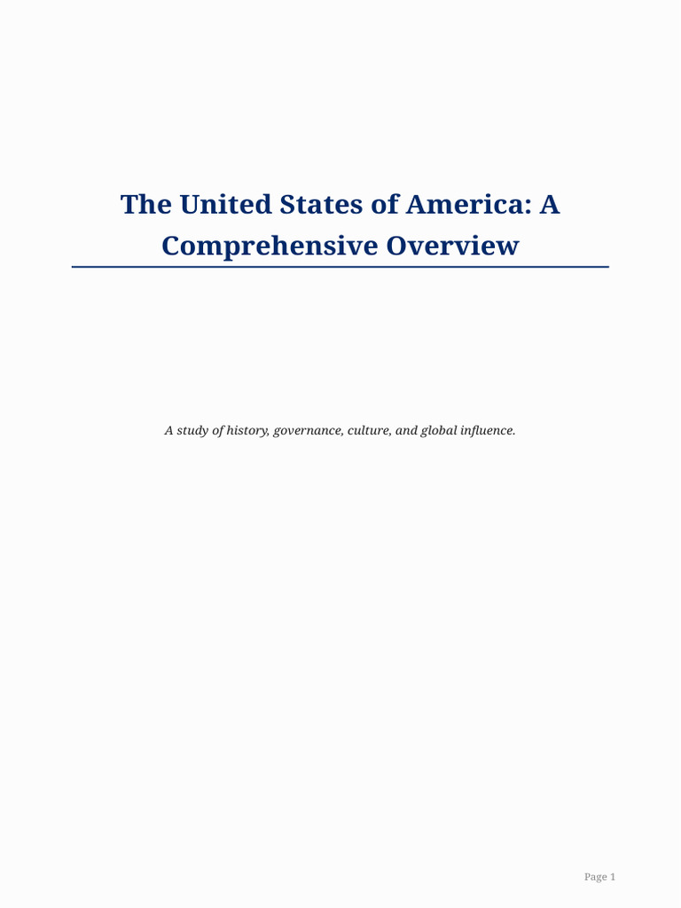 USA Comprehensive Overview | PDF | The United States | Economy Of The ...
