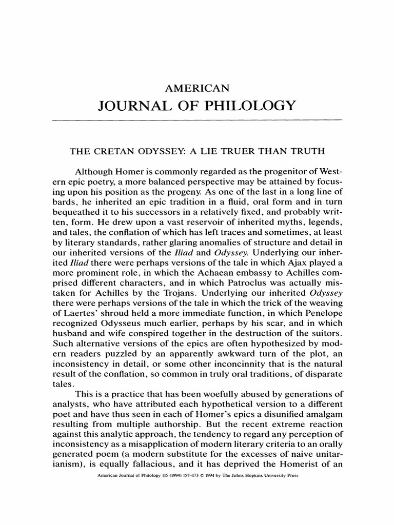 The Cretan Odyssey_A Lie Truer Than Truth | PDF