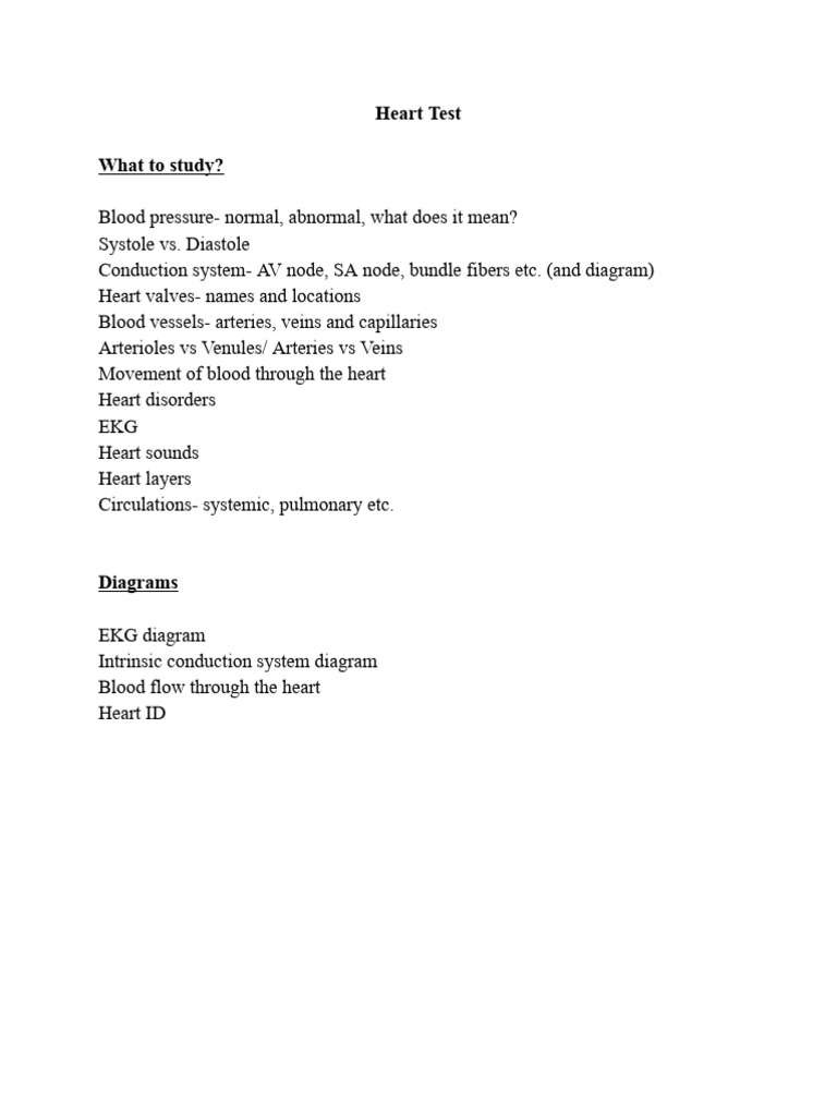 Heart Test Key Concepts | PDF