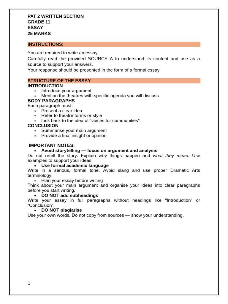 Pat 2 Written Section Grade 11 | PDF | Thought | Cognition