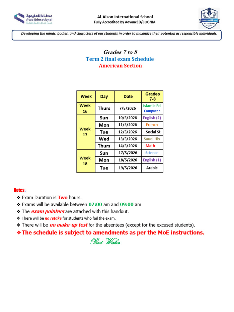 Final Exam Grades 7-8 | PDF