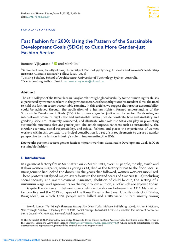 Fast Fashion for 2030 Using the Pattern of the Sustainable Development ...